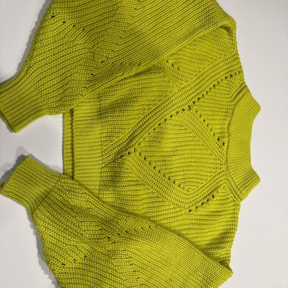Women's Lime Green Cropped Sweater